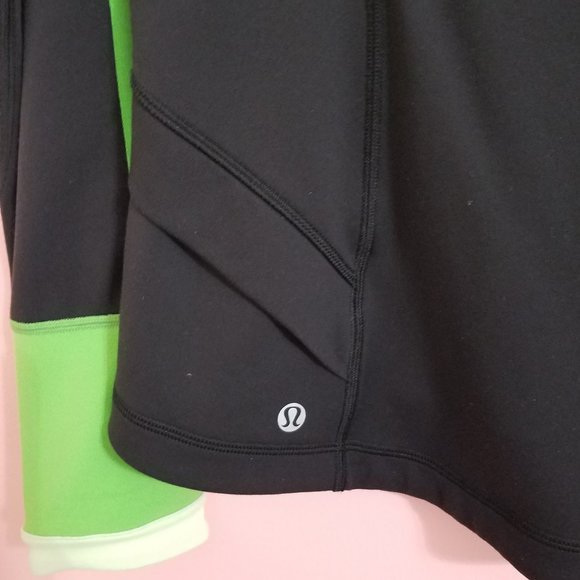 Lululemon Athletica Black Green Hoodie Jacket Sz10 - Picture 7 of 9